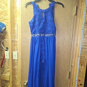 Speechless  Blue Unitard with attached Flowing Skirt